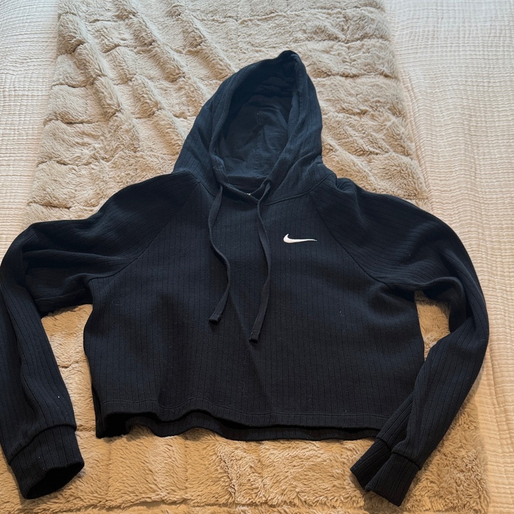 Nike Women's Black Hoodie with White Logo